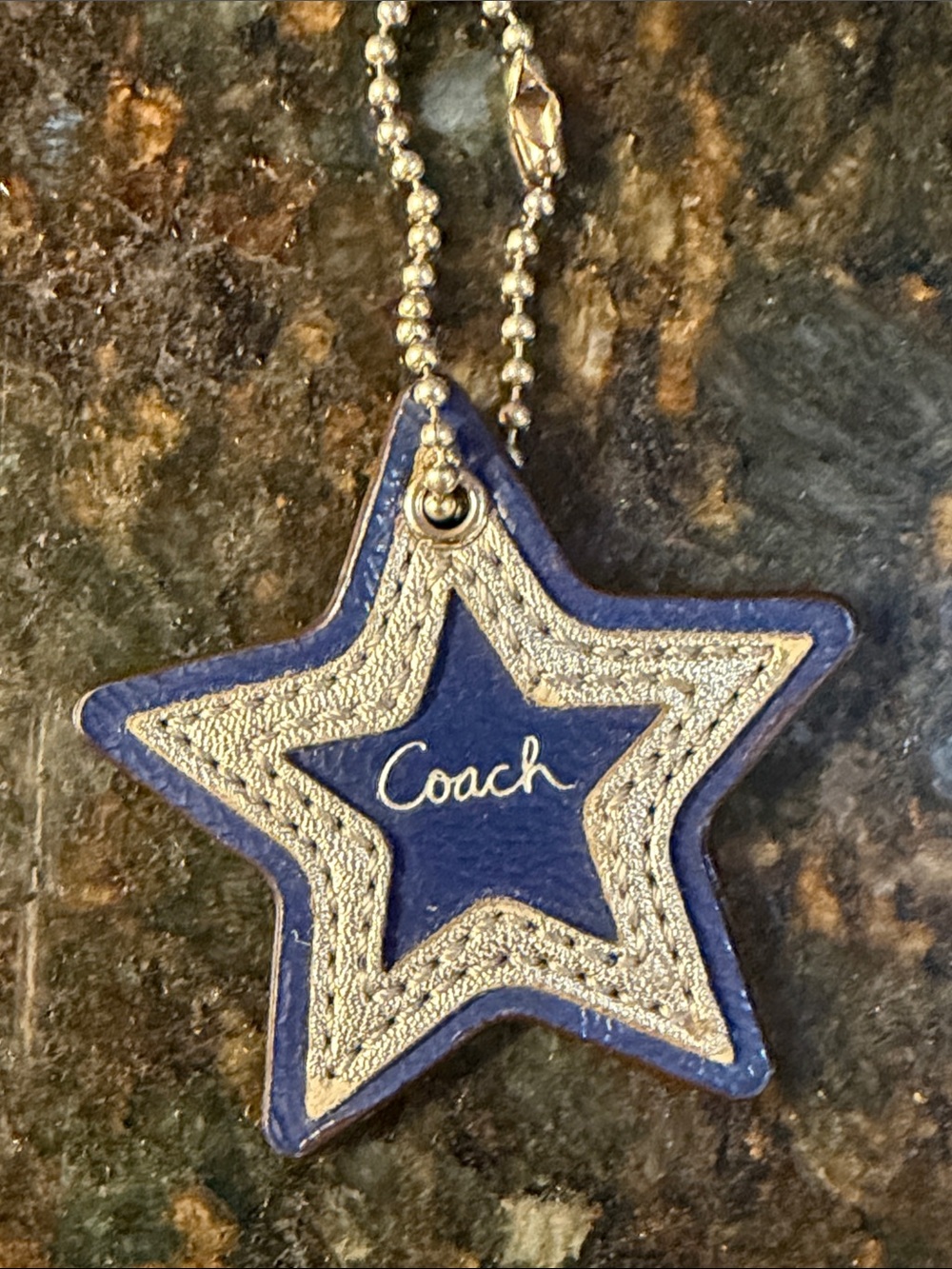 Coach Navy Star Leather Bag Charm with Silver Accents - Picture 7 of 13